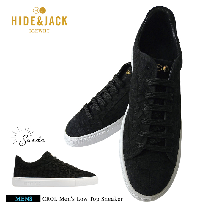HIDE & JACK Men’s Croco Suede Sneakers – Black